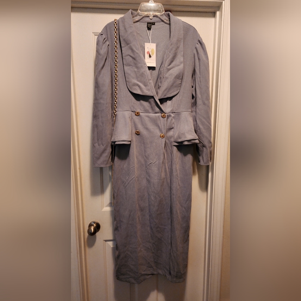 Shein XL powder blue peplum suit dress